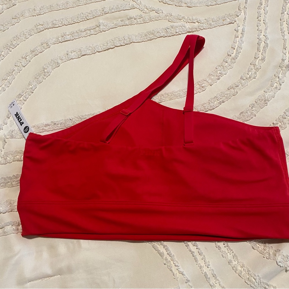 PINK Victoria's Secret One-Shoulder Red Sports Bralette - Picture 6 of 7